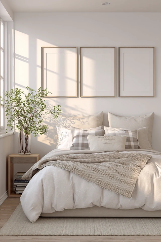 Cozy Bedroom Interior Design with Blank Canvas