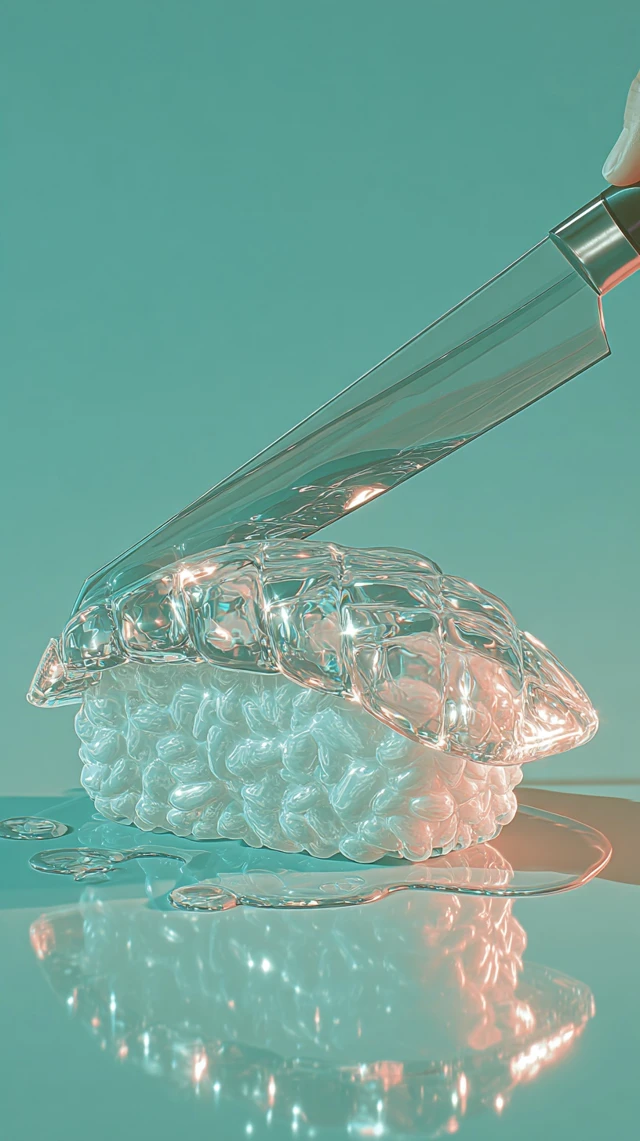 Crystal Sushi Slice Hyper Realistic Still Life