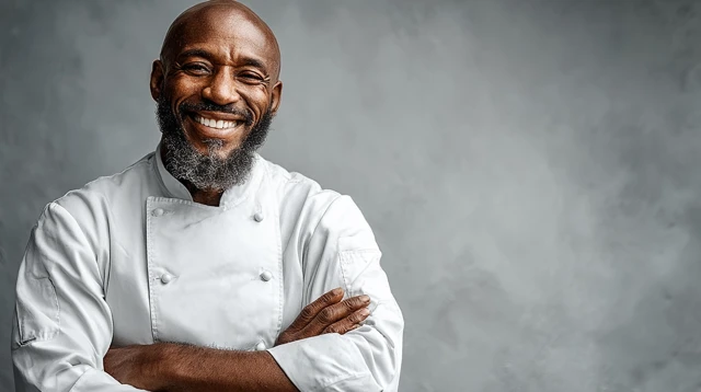 Smiling Male Chef in White Jacket Portrait