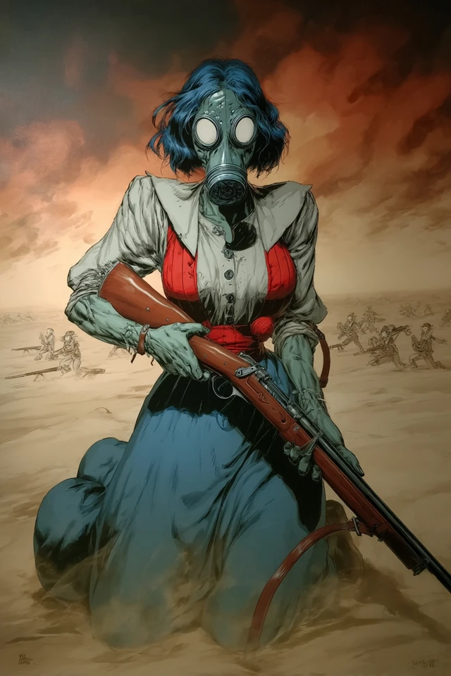 Wasteland Scavenger Woman with Rifle