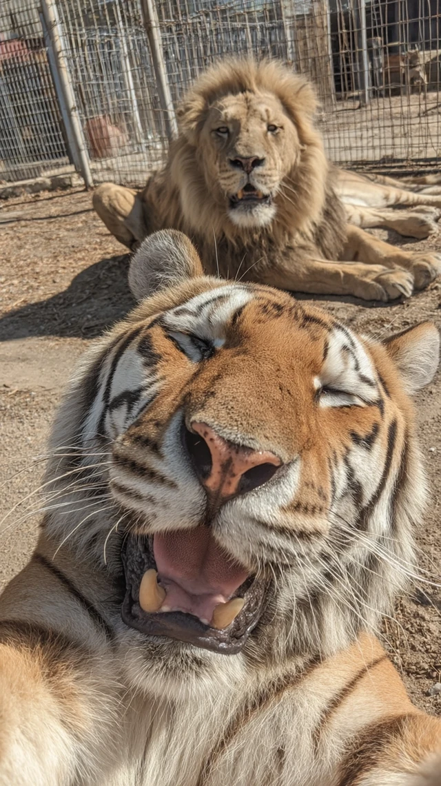 Lion and Tiger Zoo Photo