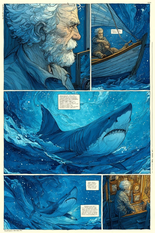 The Old Man and the Sea Comic Storyboard Illustration