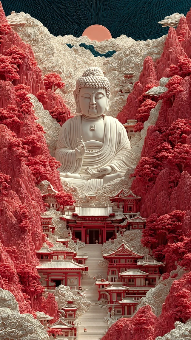 Buddha Statue in Chinese Style 3D Render