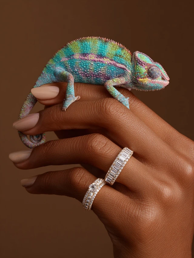 Luxury Jewelry Hand with Chameleon Studio Photography