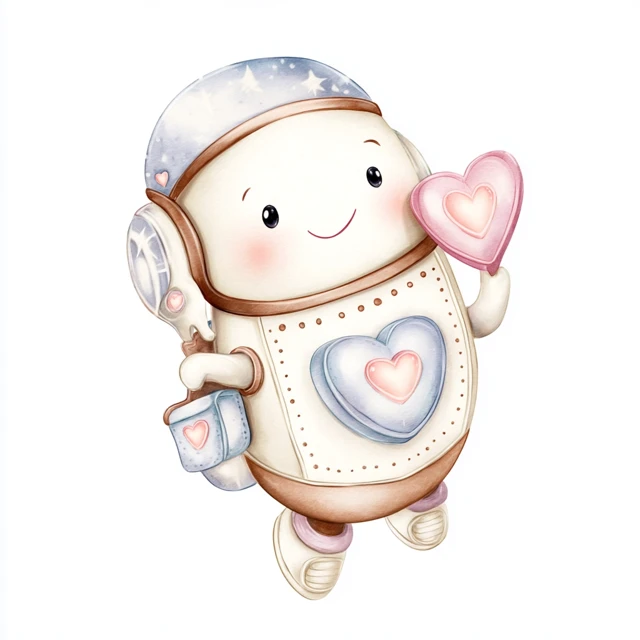 Adorable Rocketship with Glowing Hearts