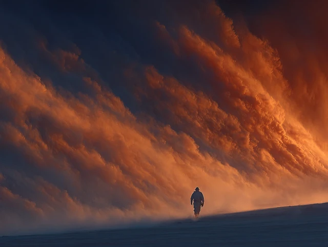 Post-Apocalyptic Traveler in Radioactive Desert