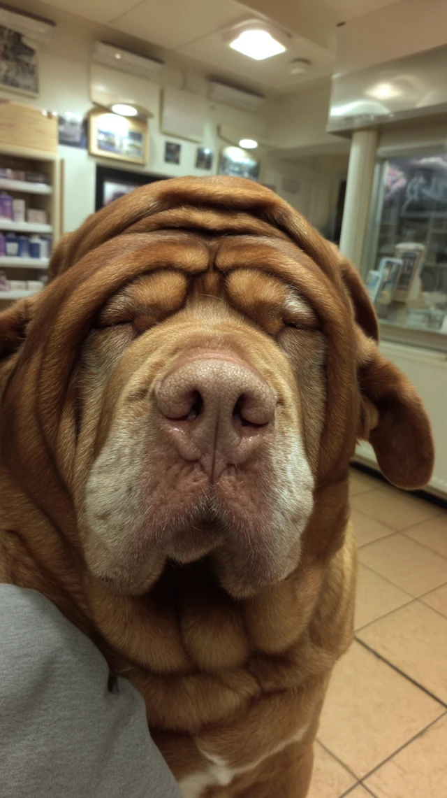 Wrinkled Dog CloseUp Portrait