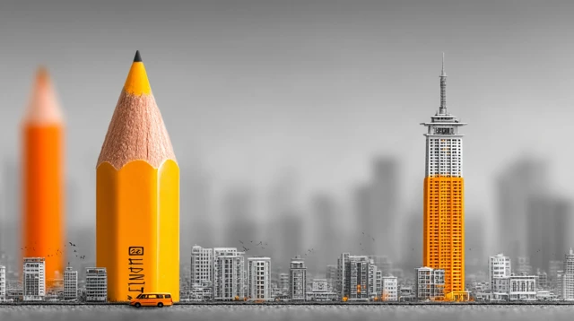 Pencils and City Conceptual Art