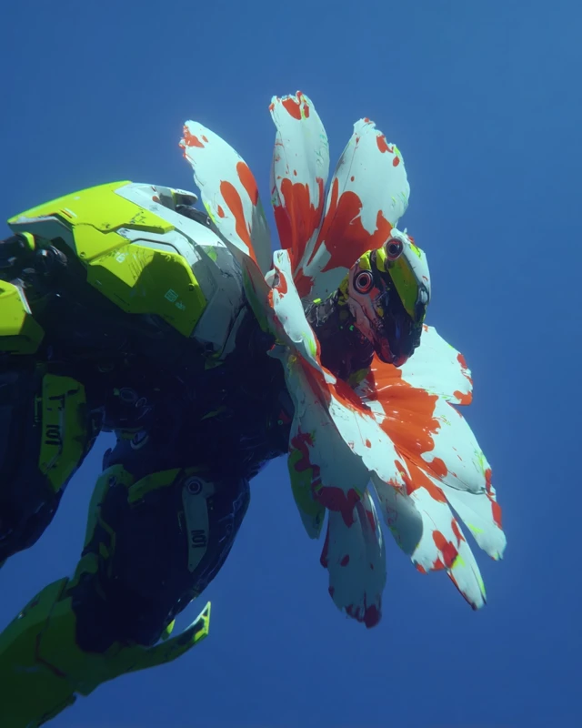 Cybernetic Flowers Portrait: Futuristic Art by Unreal Engine