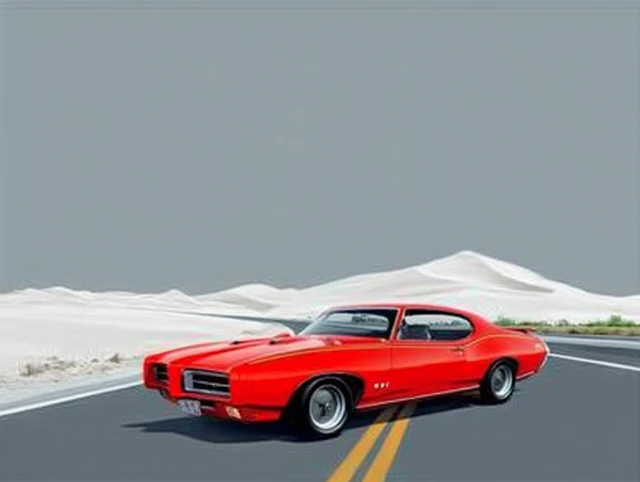 1969 Red Pontiac GTO Vector Art Poster