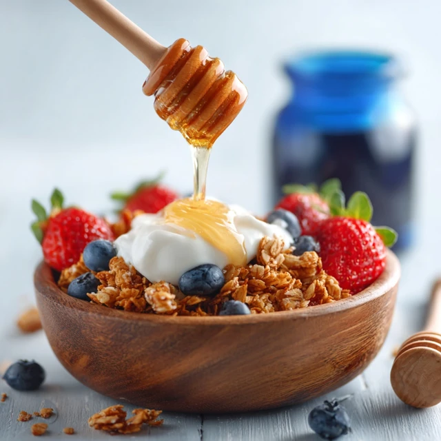 Healthy Granola Bowl with Berries and Honey