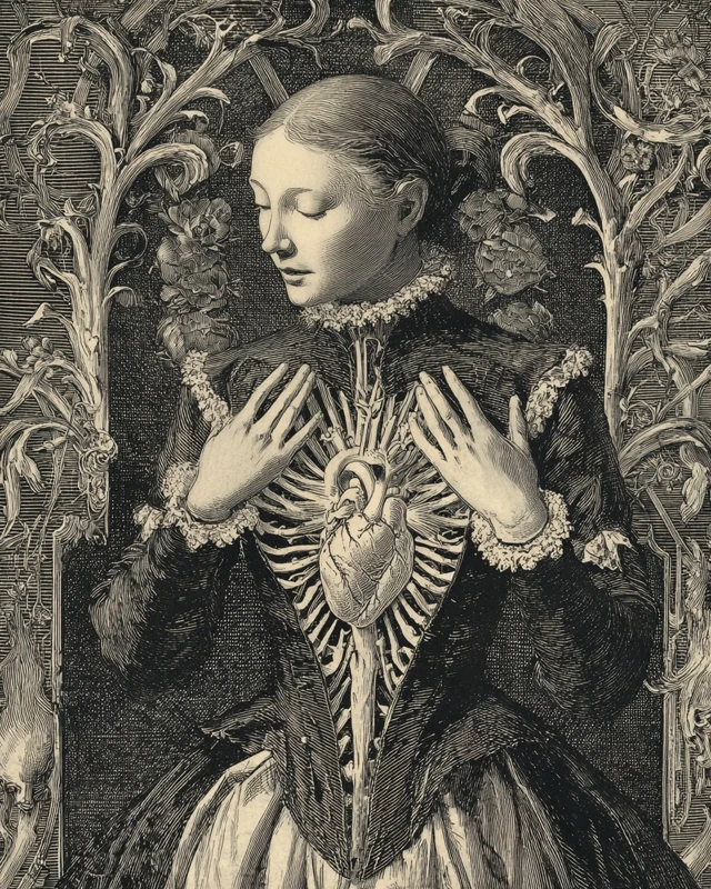 Engraved Heart Anatomy Art