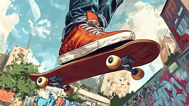 Skateboarding Shoe Illustration Urban Scene