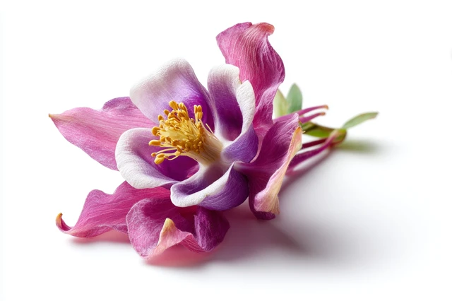 Photorealistic Columbine Flower on White Background