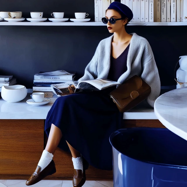 Bibliocore Fashion Woman in Cafe Photography