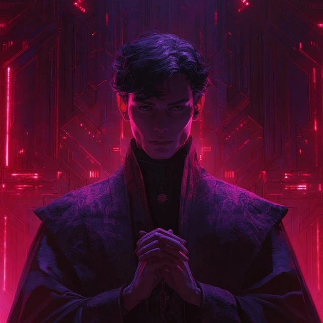 Cyberpunk Supermodel in Purple Robes Digital Art