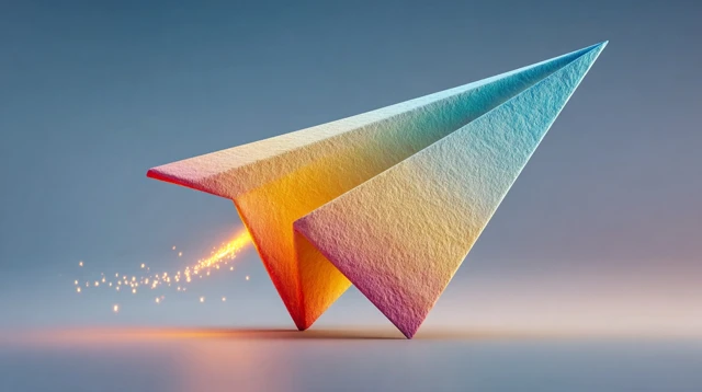 Stylized Paper Airplane Icon in the Sky