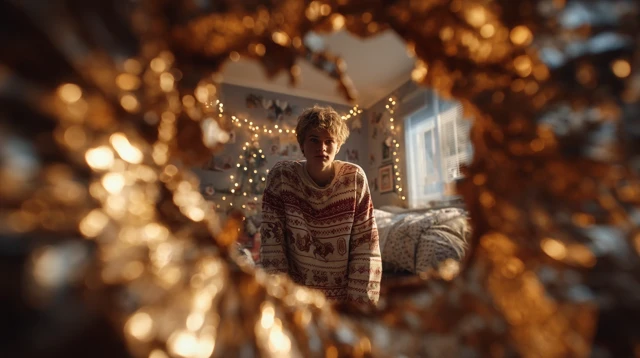 Christmas Dorm Room Scene Inside Scratch Card