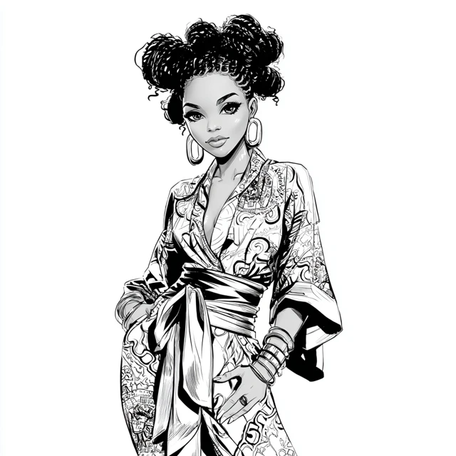 African American Queen Line Art Illustration