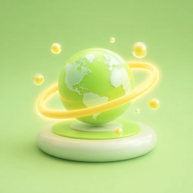 3D Earth Icon Futuristic Design Illustration