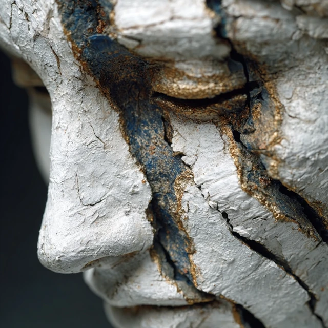 Broken White Mask Ancient Sculpture Art