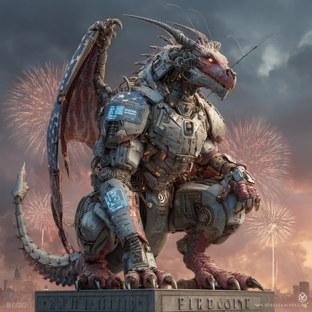 Patriotic Cyborg Dragon Epic Fantasy