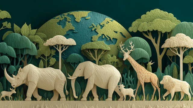 Paper Cutout Animals and Earth: Nature Conservation