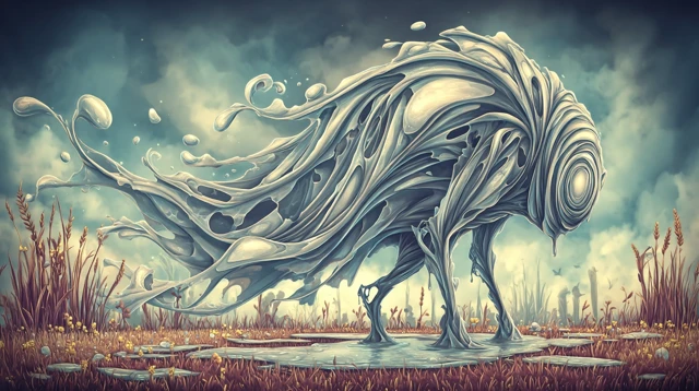 Water Entity in Field Artistic Illustration