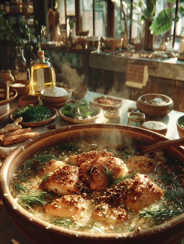 Chicken in Aromatic Sauce Photorealistic Food Photography