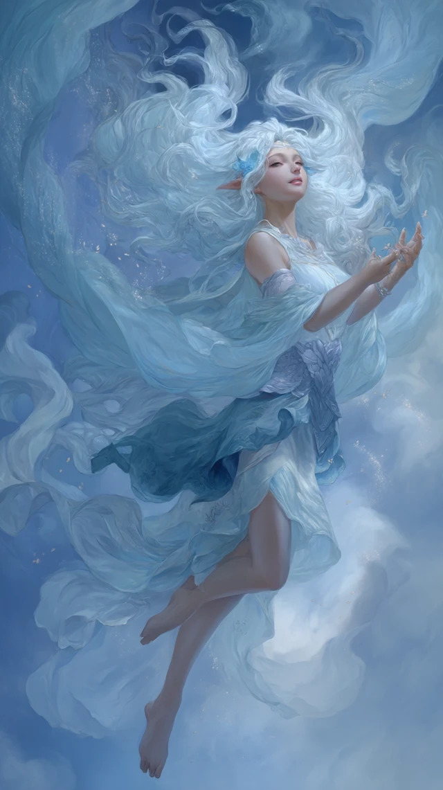 Zephyra: Ethereal Wind Spirit Fantasy Art