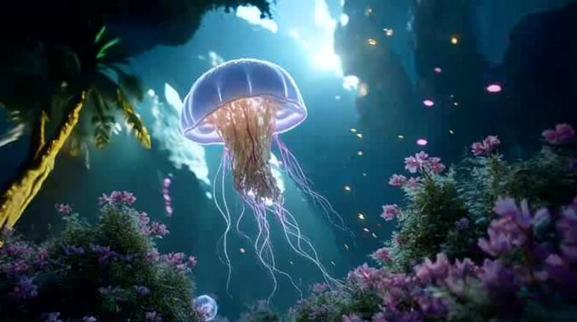 Underwater Scene with Jellyfish