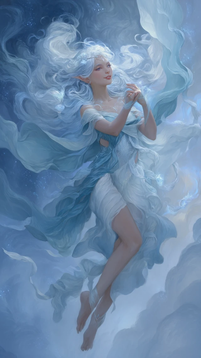 Zephyra: Ethereal Wind Spirit Fantasy Art