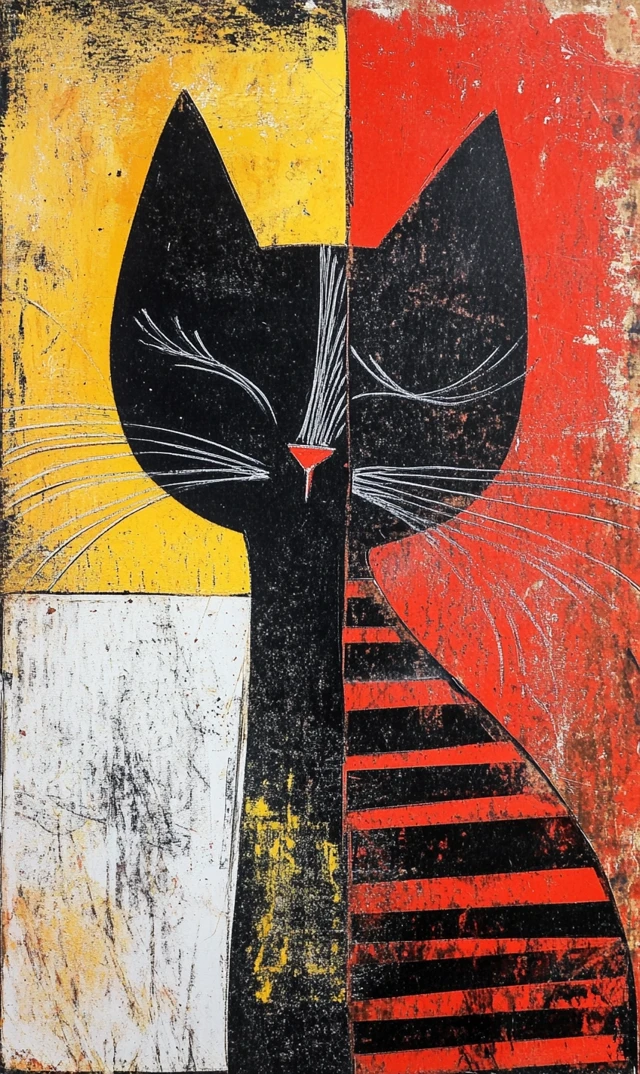 Abstract Cat Art Black and White Stripes Patterns
