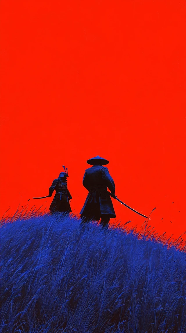 Samurai Duel in a Flowered Battlefield