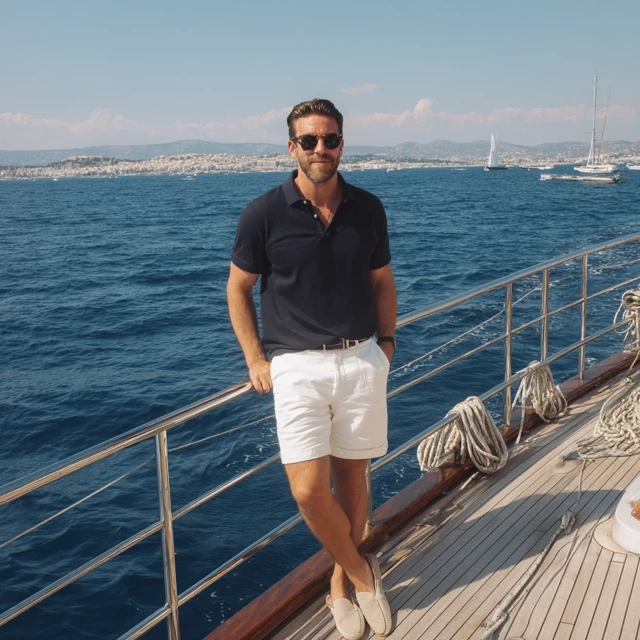 Man on a Yacht Enjoying Mediterranean Day