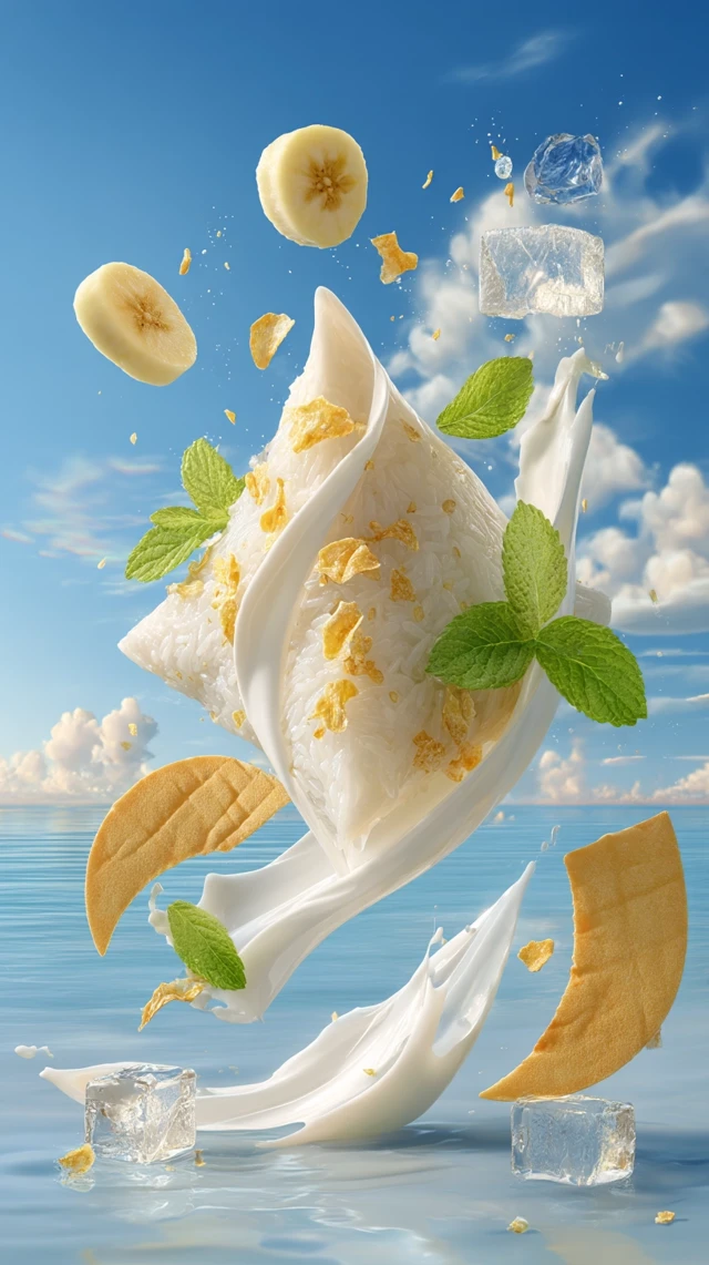 Surrealist Food Art Zongzi with Yogurt and Fruit