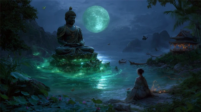 Buddha Landscape Tranquil Digital Painting