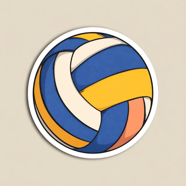 Volleyball Sticker Design 1950s Style Cartoon