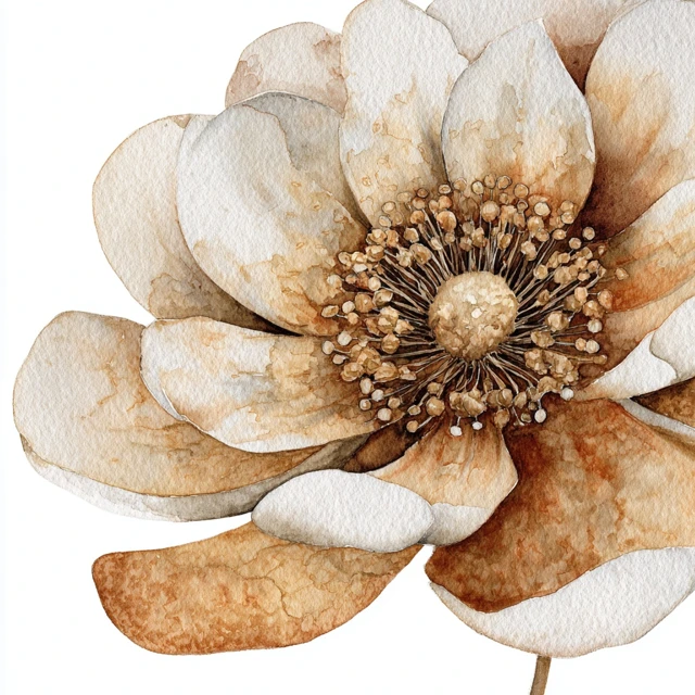 Watercolor Flower Illustration Neutral Tones