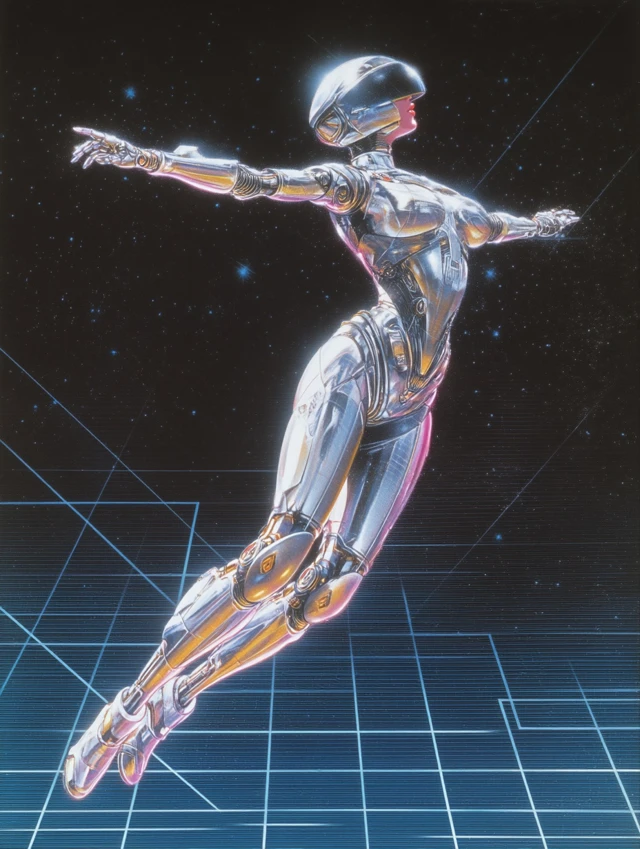 Chrome Android in Space 1980s SciFi Art