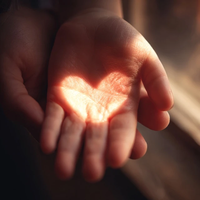 Hands Holding Heart Shaped Light Intimate Love