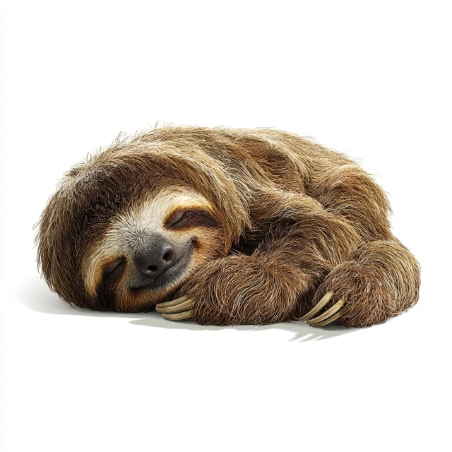 Sleeping Sloth Peaceful Illustration on White