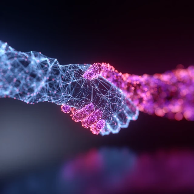 Abstract Digital Handshake Mesh Art