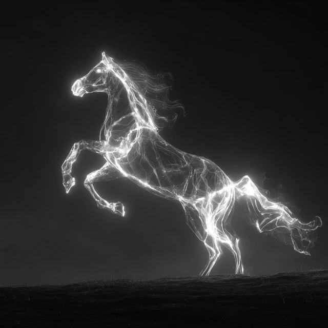 Elegant Horse Rearing in Digital Art Style