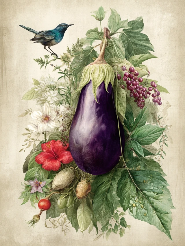 Eggplant Poster Illustration - Plants and Vegetables