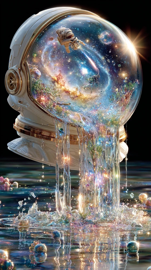 Astronaut Helmet Cosmic Vision Surreal Space Art