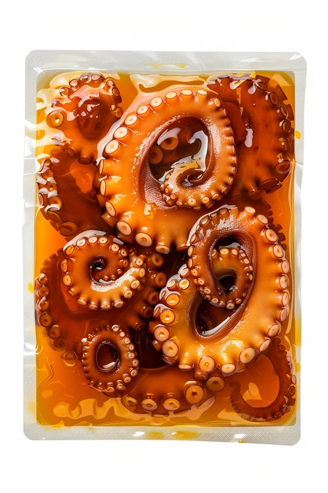 Spicy Marinated Octopus in Vacuum Pack Food Photography