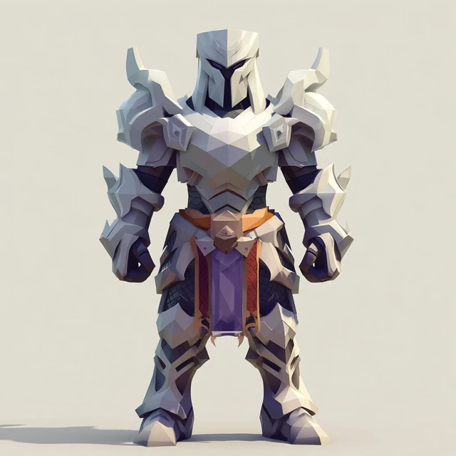Low Poly White Knight 3D Game Art