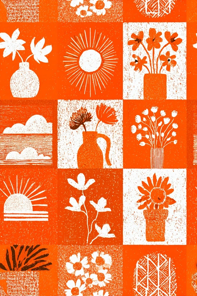 Matisse Inspired Art Colorful Floral Pattern