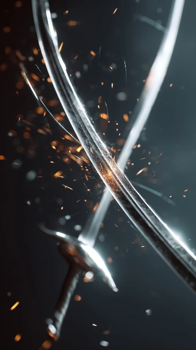 Fencing Sword Clash Epic Moment of Contact